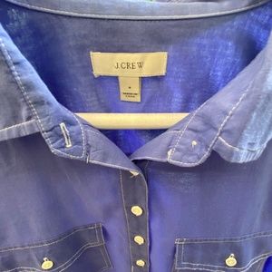 J CREW pullover Tunic,  Blue with white contrast stitching,  Women’s size 6